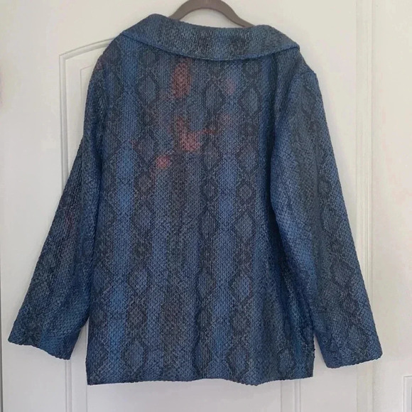Samuel Dong Snake Skin Blazer Jacket Blue plus sz - Picture 8 of 11